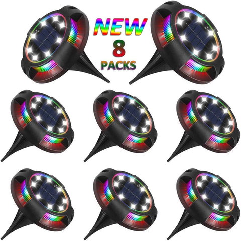 8-Pack Solar Ground Lights 12 LED Waterproof Landscape Path Lights Multicolor In Australia - Darrahopens