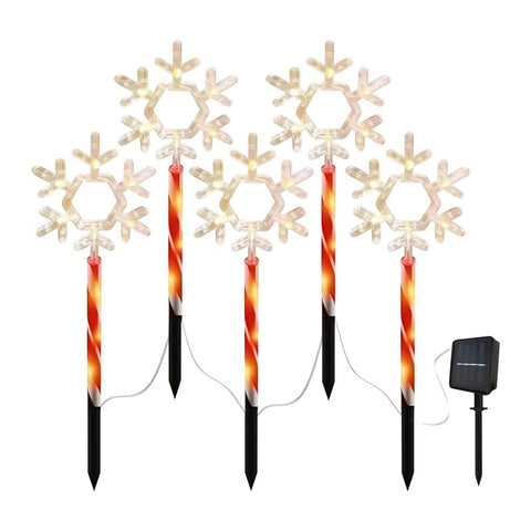 5-Piece Solar Snowflake Garden Lights Waterproof LED for Christmas and Winter Decoration In Australia - Darrahopens