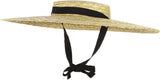 Women's Straw Boater Hat, Wide Brim Flat Top Sun Hat with Chin Strap for Beach Derby, Beige 12cm In Australia - Darrahopens
