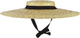 Women's Straw Boater Hat, Wide Brim Flat Top Sun Hat with Chin Strap for Beach Derby, Beige 12cm In Australia - Darrahopens