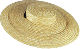 Women's Straw Boater Hat, Wide Brim Flat Top Sun Hat with Chin Strap for Beach Derby, Beige 12cm In Australia - Darrahopens
