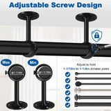 4 Pack Ceiling Mount Curtain Rod Brackets, Heavy Duty Stainless Steel Holders, Black 1.25 Inch