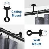 4 Pack Ceiling Mount Curtain Rod Brackets, Heavy Duty Stainless Steel Holders, Black 1.25 Inch