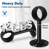 4 Pack Ceiling Mount Curtain Rod Brackets, Heavy Duty Stainless Steel Holders, Black 1.25 Inch