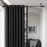 4 Pack Ceiling Mount Curtain Rod Brackets, Heavy Duty Stainless Steel Holders, Black 1.25 Inch