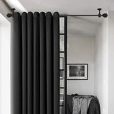 4 Pack Ceiling Mount Curtain Rod Brackets, Heavy Duty Stainless Steel Holders, Black 1.25 Inch