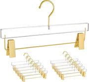 10 Pack Acrylic Pants Hangers, Adjustable Non Slip Clips with Gold Hooks for Closet, Clear Gold In Australia - Darrahopens
