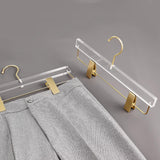 10 Pack Acrylic Pants Hangers, Adjustable Non Slip Clips with Gold Hooks for Closet, Clear Gold In Australia - Darrahopens