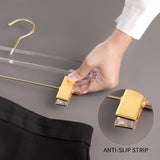 10 Pack Acrylic Pants Hangers, Adjustable Non Slip Clips with Gold Hooks for Closet, Clear Gold