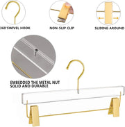 10 Pack Acrylic Pants Hangers, Adjustable Non Slip Clips with Gold Hooks for Closet, Clear Gold In Australia - Darrahopens