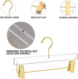 10 Pack Acrylic Pants Hangers, Adjustable Non Slip Clips with Gold Hooks for Closet, Clear Gold In Australia - Darrahopens