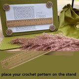 Magnetic Knitting Pattern Holder, Foldable PU Leather Chart Keeper with Magnetic Ruler, Purple In Australia - Darrahopens