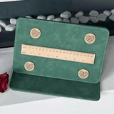 Magnetic Knitting Pattern Holder, Foldable PU Leather Chart Keeper with Magnetic Ruler, Purple