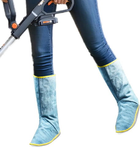 Weed Eater Leg Gaiters, Cowhide Adjustable Breathable Shin Guards for Yard Trimming, Blue In Australia - Darrahopens