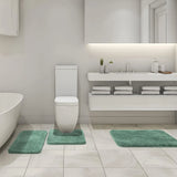 3 Piece Bathroom Rug Set, Soft Microfiber Absorbent Non Slip Bath Mats for Toilet Tub, Sage Green In Australia - Darrahopens