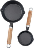 Mini Cast Iron Skillet, 4 Inch Non Stick Frying Pan with Wooden Handle for Stove Camping, Black In Australia - Darrahopens