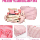 Travel Makeup Bag, Foldable Waterproof Toiletry Organizer for Skincare Cosmetics, Pink 7.8 In