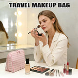 Travel Makeup Bag, Foldable Waterproof Toiletry Organizer for Skincare Cosmetics, Pink 7.8 In