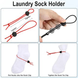 100 Pcs Sock Clips for Laundry, Adjustable Sock Holder Organizer for Washer Dryer, 5 Colors