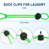 100 Pcs Sock Clips for Laundry, Adjustable Sock Holder Organizer for Washer Dryer, 5 Colors