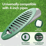 2 Pack 4 Inch Angled Drain Grates, PVC PE Yard Drain Emitters for Gutters Lawn Drainage, Green