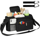 Universal Stroller Organizer, Insulated Cup Holders Detachable Phone Bag Large Storage, Black In Australia - Darrahopens