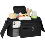 Universal Stroller Organizer, Insulated Cup Holders Detachable Phone Bag Large Storage, Black In Australia - Darrahopens
