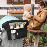 Universal Stroller Organizer, Insulated Cup Holders Detachable Phone Bag Large Storage, Black In Australia - Darrahopens