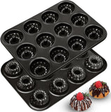 2 Pack Mini Fluted Cake Pan Set, 12 Cup Nonstick Carbon Steel Mold for Mini Cakes Muffins In Australia - Darrahopens