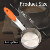 1/4 Cup Measuring Scoop, 60ml Stainless Steel Coffee Scoop with Silicone Grip, Orange In Australia - Darrahopens