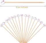100 Pcs Baseball Cocktail Picks, 4.7 Inch Bamboo Appetizer Fruit Skewers for Sports Parties In Australia - Darrahopens