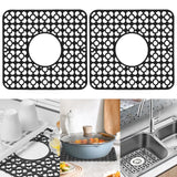 2 Pack Silicone Sink Protector Mats, Anti Slip Heat Resistant Grid Pads, Black 12.2 x 11.5 In In Australia - Darrahopens