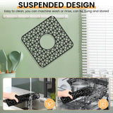 2 Pack Silicone Sink Protector Mats, Anti Slip Heat Resistant Grid Pads, Black 12.2 x 11.5 In In Australia - Darrahopens