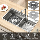 2 Pack Silicone Sink Protector Mats, Anti Slip Heat Resistant Grid Pads, Black 12.2 x 11.5 In In Australia - Darrahopens