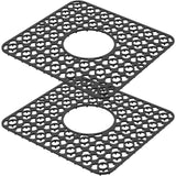 2 Pack Silicone Sink Protector Mats, Anti Slip Heat Resistant Grid Pads, Black 12.2 x 11.5 In