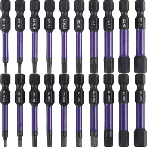 20 Pcs Impact Hex Drill Bit Set, S2 Steel Magnetic SAE Metric Bits for Drivers, 1/4 Inch Shank In Australia - Darrahopens