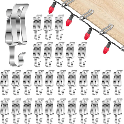 50 Pcs Metal Christmas Light Clips, Durable Gutter Hooks for Roof Shingles String Lights, Silver In Australia - Darrahopens