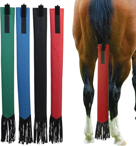 4 Pack Horse Tail Bags, Non Woven Tail Wraps with Fastener Fringe, Black Red Blue Green In Australia - Darrahopens