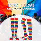 Plus Size Thigh High Socks, Rainbow Striped Over Knee Stockings for Cosplay Party, One Size In Australia - Darrahopens