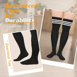 Plus Size Thigh High Socks, Rainbow Striped Over Knee Stockings for Cosplay Party, One Size