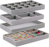 4 Pack Velvet Jewelry Organizer Trays, Stackable Drawer Inserts for Rings Earrings Necklaces, Gray In Australia - Darrahopens