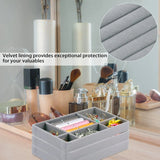 4 Pack Velvet Jewelry Organizer Trays, Stackable Drawer Inserts for Rings Earrings Necklaces, Gray In Australia - Darrahopens