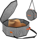 Cowboy Hat Storage Box, Collapsible Felt Hat Organizer with Handles Clear Window, Gray 17 x 10 In In Australia - Darrahopens