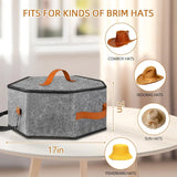 Cowboy Hat Storage Box, Collapsible Felt Hat Organizer with Handles Clear Window, Gray 17 x 10 In In Australia - Darrahopens