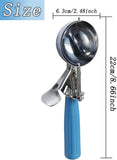 Ice Cream Cookie Dough Scoop, 304 Stainless Steel Trigger Scoop with ABS Handle, Blue 2.48 In