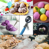 Ice Cream Cookie Dough Scoop, 304 Stainless Steel Trigger Scoop with ABS Handle, Blue 2.48 In