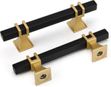 10 Pack Cabinet Pulls, Solid Steel Drawer Handles for Kitchen Cabinets, Matte Black Gold 3 Inch