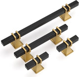 10 Pack Cabinet Pulls, Solid Steel Drawer Handles for Kitchen Cabinets, Matte Black Gold 3 Inch