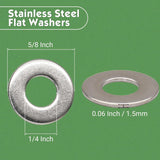 100 Pcs 1/4 Inch Flat Washers, 304 Stainless Steel Anti Rust Washers for Screws Bolts