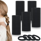 100 Pcs Hair Ties for Thick Hair, Seamless Nylon Elastic Ponytail Holders for Women Girls, Black In Australia - Darrahopens